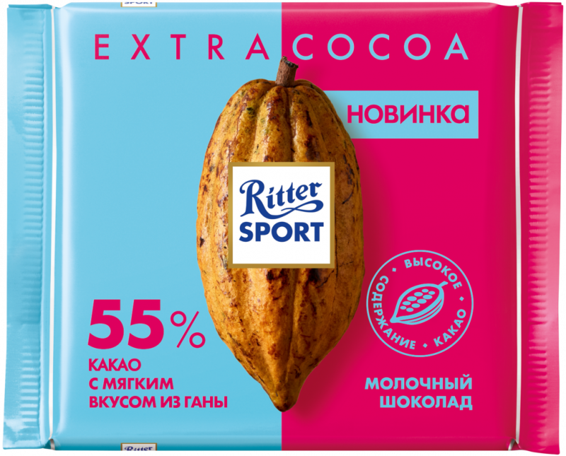 Шоколад молочный RITTER SPORT 55% какао, 100г Шоколад молочный RITTER SPORT 55% какао, 100г