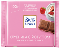 Шоколад молочный RITTER SPORT Клубника с йогуртом, 100г