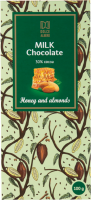 Шоколад молочный DOLCE ALBERO с медом и миндалем, 100г
