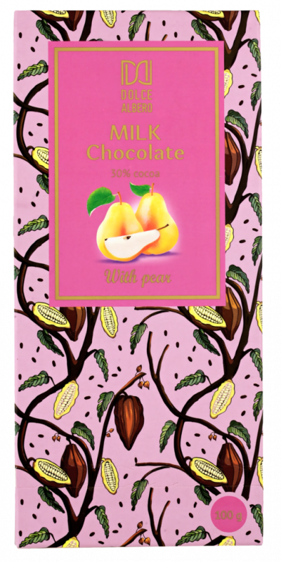 Шоколад молочный DOLCE ALBERO с грушевыми цукатами, 100г Шоколад молочный DOLCE ALBERO с грушевыми цукатами, 100г