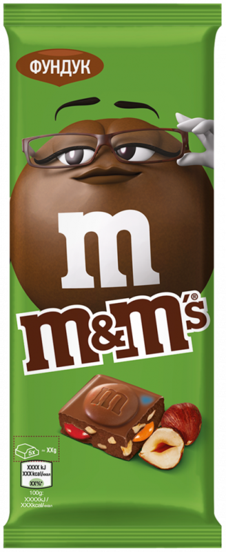 Шоколад молочный M&M'S с фундуком и разноцветным драже, 122г