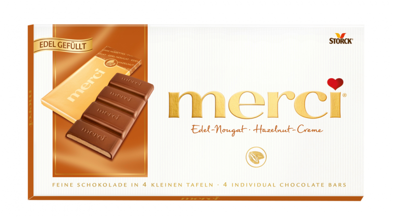 Шоколад молочный MERCI Ореховый крем, 112г