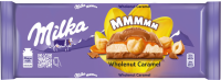Шоколад молочный MILKA Wholenut Caramel с карамелью и обжаренным цельным фундуком, 300г