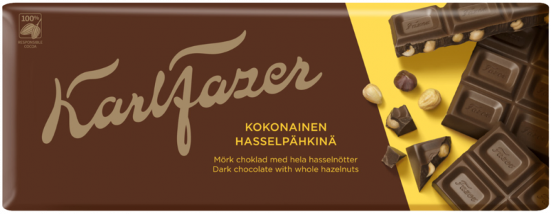 Шоколад темный KARL FAZER с цельным фундуком, 200г Шоколад темный KARL FAZER с цельным фундуком, 200г