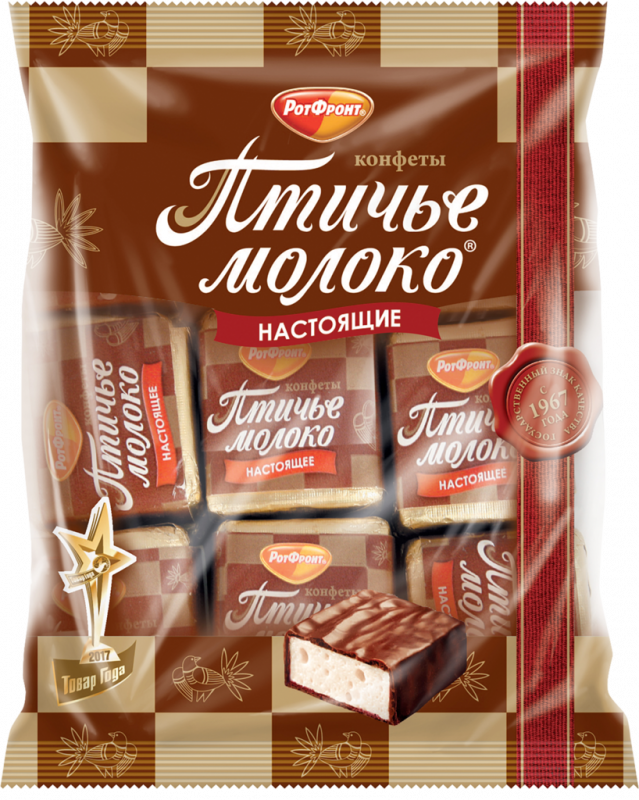 Конфеты РОТ ФРОНТ Птичье молоко сливочно-ванильные, 225г Конфеты РОТ ФРОНТ Птичье молоко сливочно-ванильные, 225г