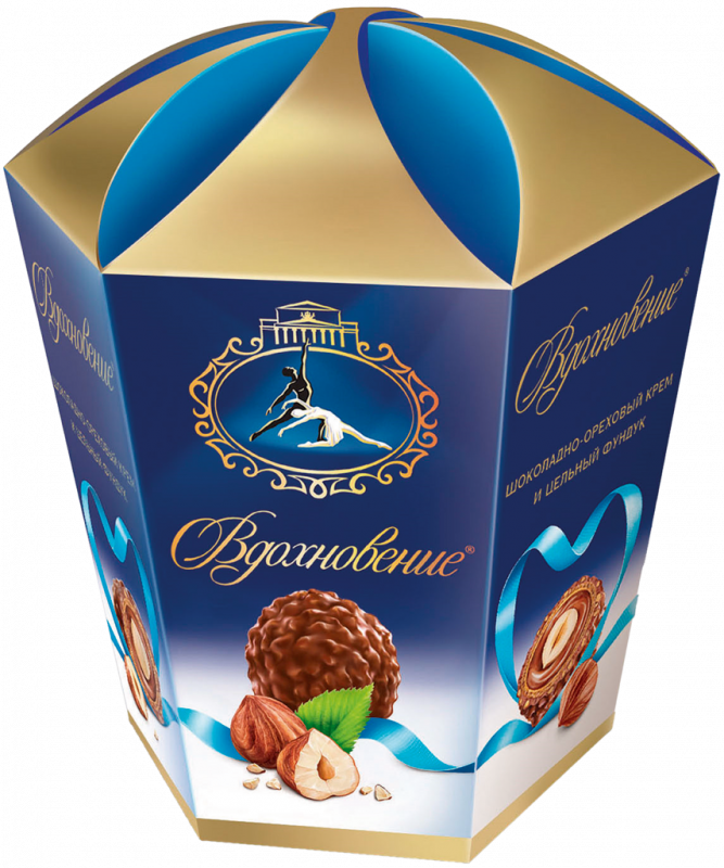 Конфеты ВДОХНОВЕНИЕ глазированные с шоколадно-ореховым кремом и цельным фундком, 150г Конфеты ВДОХНОВЕНИЕ глазированные с шоколадно-ореховым кремом и цельным фундком, 150г