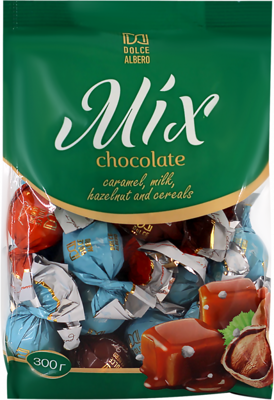 Набор конфет DOLCE ALBERO Chocolate Mix с молочной карамелью, орехом и хрустящими хлопьями, 300г Набор конфет DOLCE ALBERO Chocolate Mix с молочной карамелью, орехом и хрустящими хлопьями, 300г