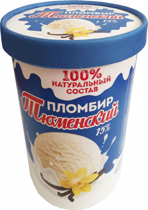 Мороженое ТЮМЕНСКИЙ ПЛОМБИР Пломбир ванильный 15%, без змж, ведро, 400г