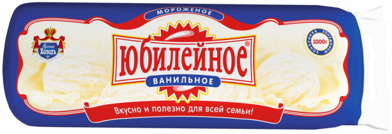 Мороженое РУССКИЙ ХОЛОДЪ Юбилейное Домашнее ванильное 12%, с змж, пакет, 1000г