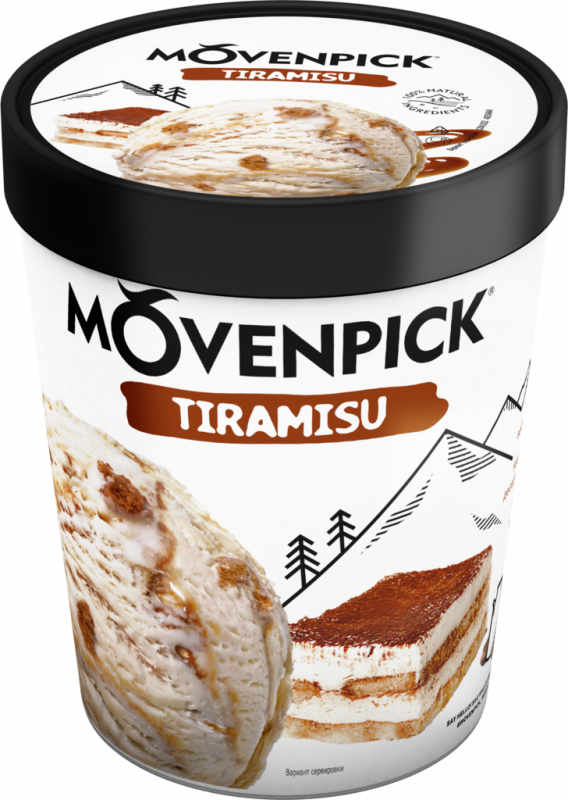 Мороженое MOVENPICK Тирамису 13,6%, без змж, картонный стакан, 277г