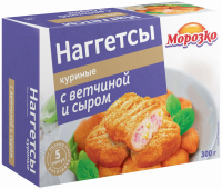 Наггетсы куриные МОРОЗКО с ветчиной и сыром, 300г