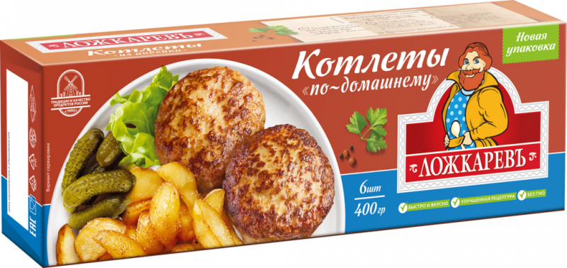 Котлеты ЛОЖКАРЕВЪ По-домашнему, 400г Котлеты ЛОЖКАРЕВЪ По-домашнему, 400г