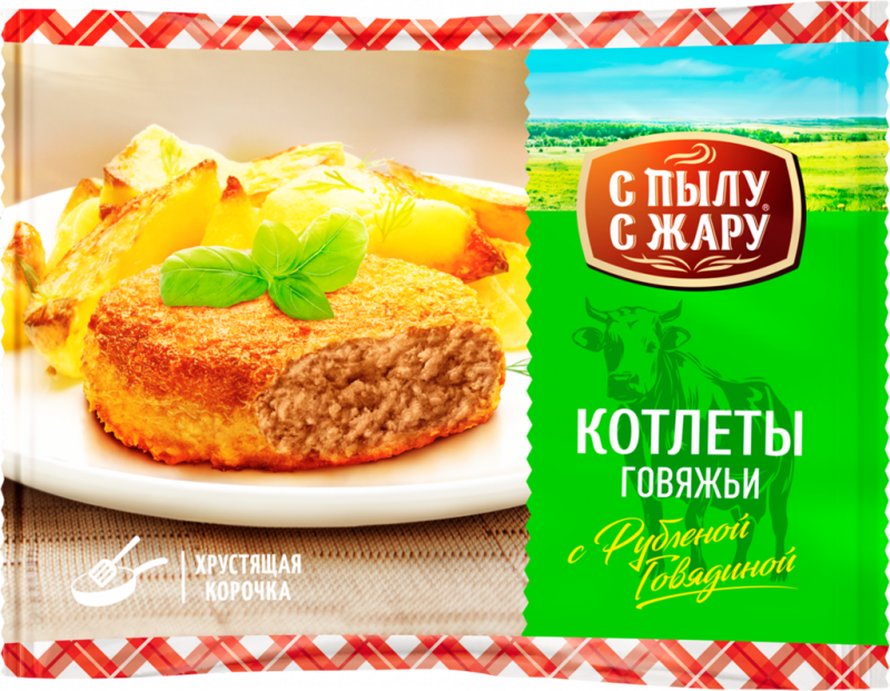 Котлеты С ПЫЛУ С ЖАРУ Филейные говяжьи, 425г Котлеты С ПЫЛУ С ЖАРУ Филейные говяжьи, 425г