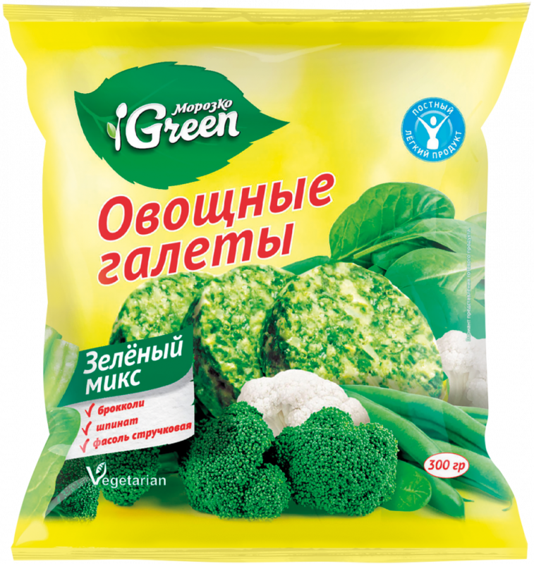 Овощные галеты МОРОЗКО GREEN Зеленый микс, 300г Овощные галеты МОРОЗКО GREEN Зеленый микс, 300г