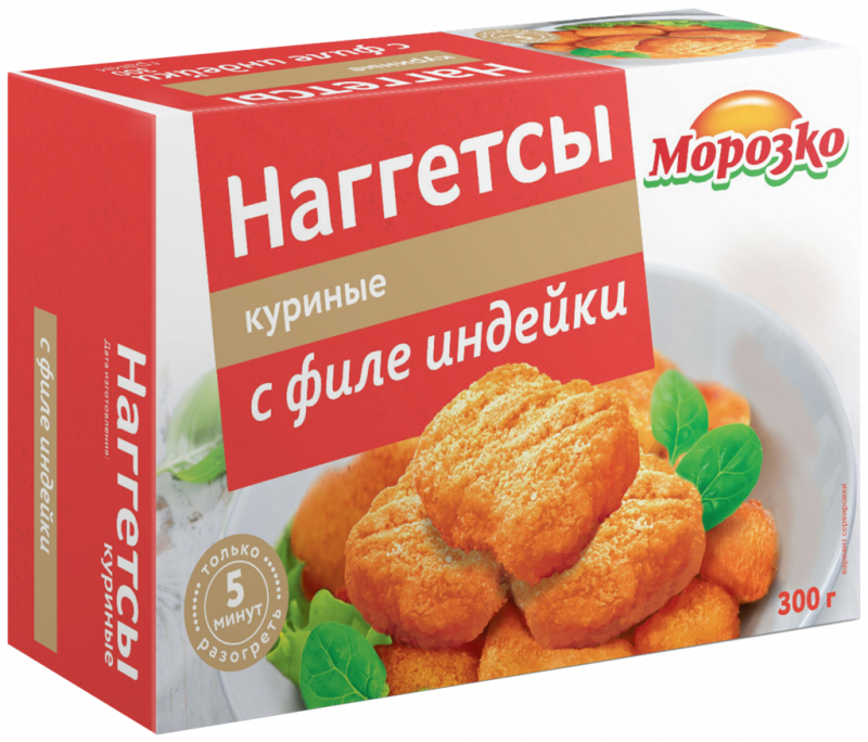 Наггетсы куриные МОРОЗКО с филе индейки, 300г Наггетсы куриные МОРОЗКО с филе индейки, 300г