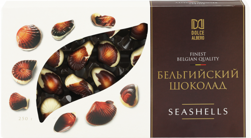 Конфеты шоколадные DOLCE ALBERO Mini Seashells с мягкой начинкой, 250г Конфеты шоколадные DOLCE ALBERO Mini Seashells с мягкой начинкой, 250г
