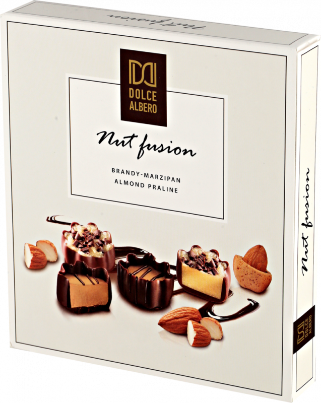 Набор конфет DOLCE ALBERO из темного шоколада со вкусом марципана, бренди, ореховой нуги, с цельным миндалем, 160г Набор конфет DOLCE ALBERO из темного шоколада со вкусом марципана, бренди, ореховой нуги, с цельным миндалем, 160г