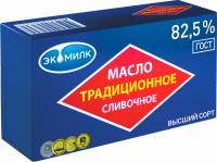Масло сладкосливочное ЭКОМИЛК Традиционное несоленое 82,5%, без змж, 450г