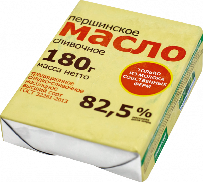 Масло сладкосливочное ПЕРШИНСКОЕ Традиционное несоленое 82,5% высший сорт, без змж, 180г Масло сладкосливочное ПЕРШИНСКОЕ Традиционное несоленое 82,5% высший сорт, без змж, 180г