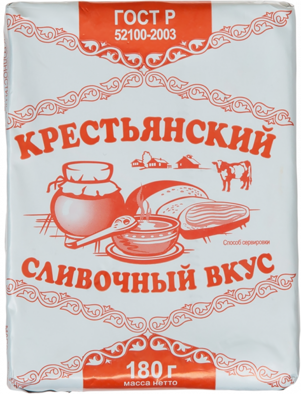 Спред растительно-жировой КРЕСТЬЯНСКИЙ Сливочник 60%, 180г Спред растительно-жировой КРЕСТЬЯНСКИЙ Сливочник 60%, 180г