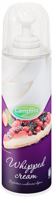 Крем взбитый CAMPINA Сливочный 20%, без змж, 250г Крем взбитый CAMPINA Сливочный 20%, без змж, 250г