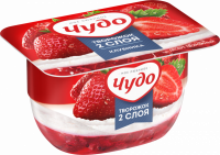 Десерт творожный ЧУДО двухслойный взбитый клубника 4,2%, без змж, 100г