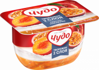 Десерт творожный ЧУДО двухслойный взбитый персик, маракуйя 4,2%, без змж, 100г