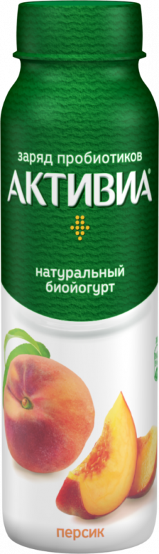Биойогурт питьевой АКТИВИА Персик 2,1%, без змж, 260г