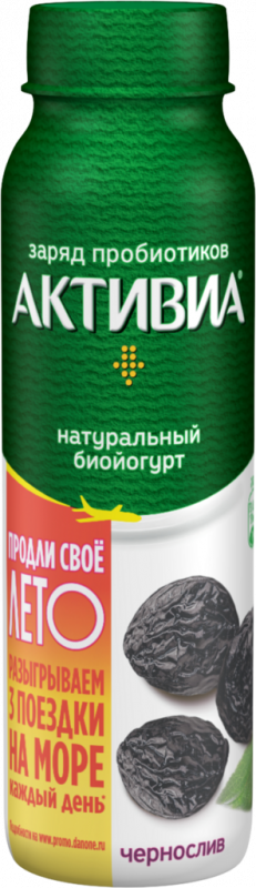 Биойогурт питьевой АКТИВИА Чернослив 2%, без змж, 260г Биойогурт питьевой АКТИВИА Чернослив 2%, без змж, 260г