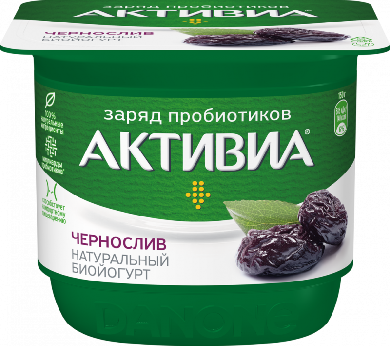 Биойогурт АКТИВИА Чернослив 2,9%, без змж, 150г Биойогурт АКТИВИА Чернослив 2,9%, без змж, 150г
