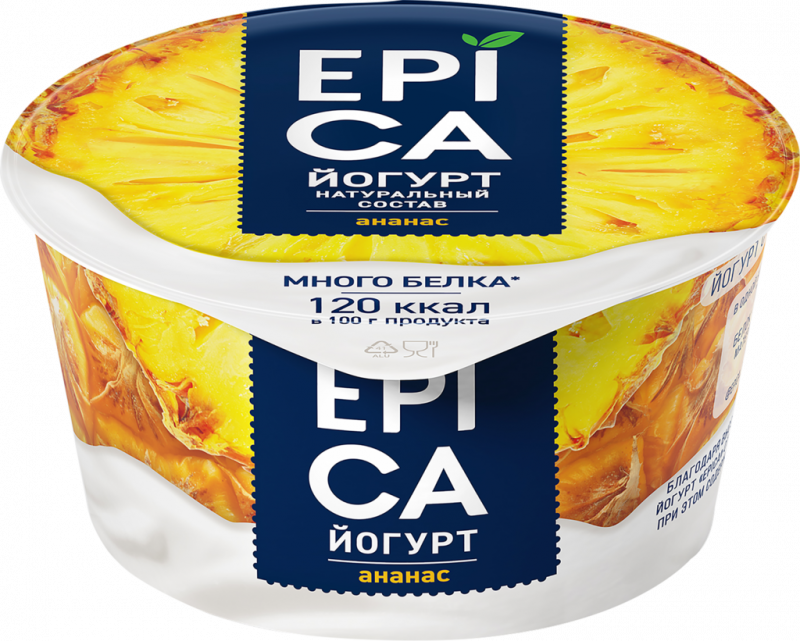 Йогурт EPICA с ананасом 4,8%, без змж, 130г