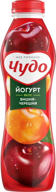Йогурт питьевой ЧУДО Вишня, черешня 2,4%, без змж, 690г Йогурт питьевой ЧУДО Вишня, черешня 2,4%, без змж, 690г