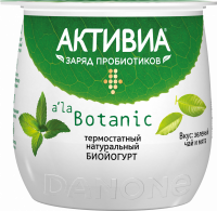 Биойогурт АКТИВИА Зеленый чай, мята 3,3%, без змж, 170г