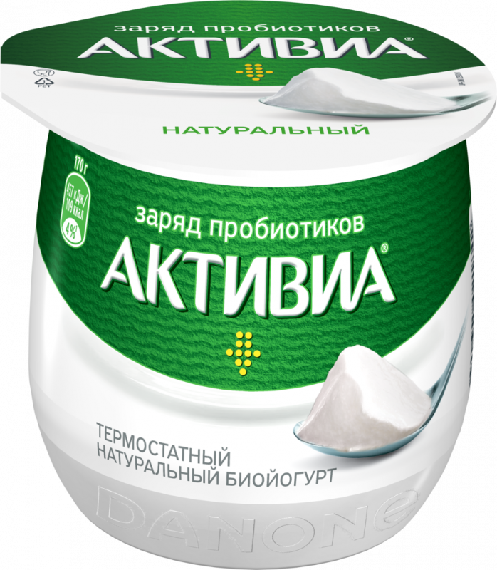 Биойогурт термостатный АКТИВИА Натуральный 3,5%, без змж, 170г Биойогурт термостатный АКТИВИА Натуральный 3,5%, без змж, 170г
