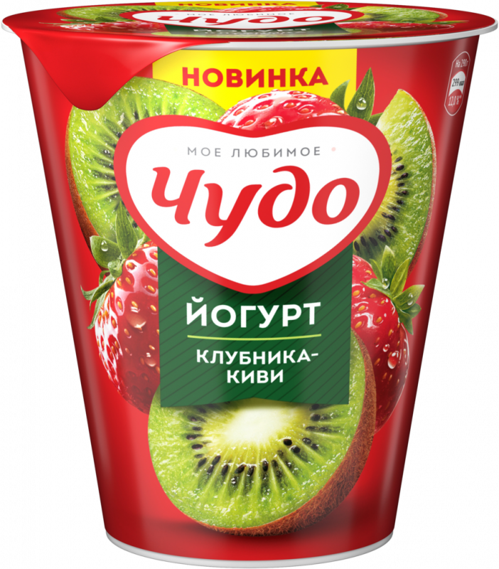 Йогурт ЧУДО Клубника, киви 2,5%, без змж, 290г