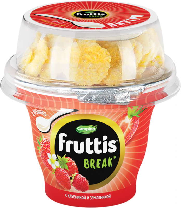 Продукт йогуртный паст. FRUTTIS Вкусный перерыв 2,5% клубника-земляника с топпером без змж Продукт йогуртный паст. FRUTTIS Вкусный перерыв 2,5% клубника-земляника с топпером без змж
