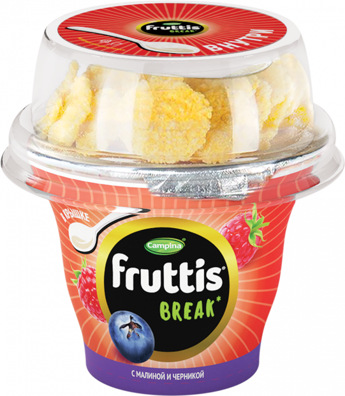 Продукт йогуртный пастеризованный FRUTTIS Вкусный перерыв Малина, черника с топпером 2,5%, без змж, 175г Продукт йогуртный пастеризованный FRUTTIS Вкусный перерыв Малина, черника с топпером 2,5%, без змж, 175г
