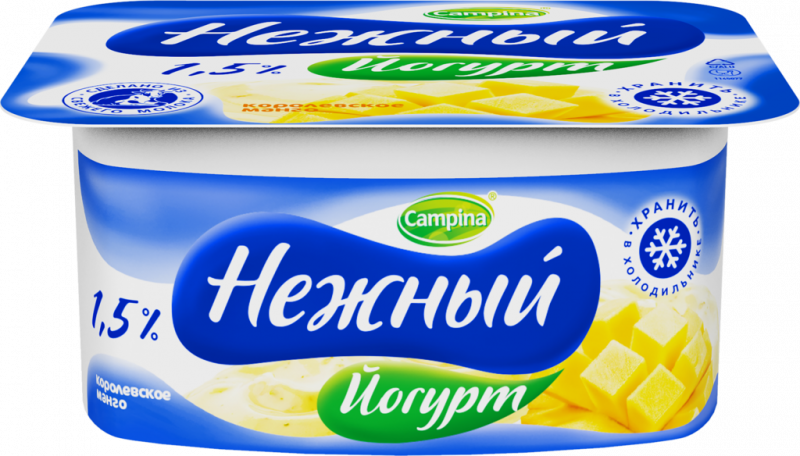 Йогурт НЕЖНЫЙ Королевское Манго 1,5%, без змж, 100г Йогурт НЕЖНЫЙ Королевское Манго 1,5%, без змж, 100г
