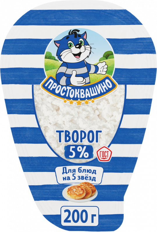 Творог ПРОСТОКВАШИНО 5%, без змж, 200г Творог ПРОСТОКВАШИНО 5%, без змж, 200г