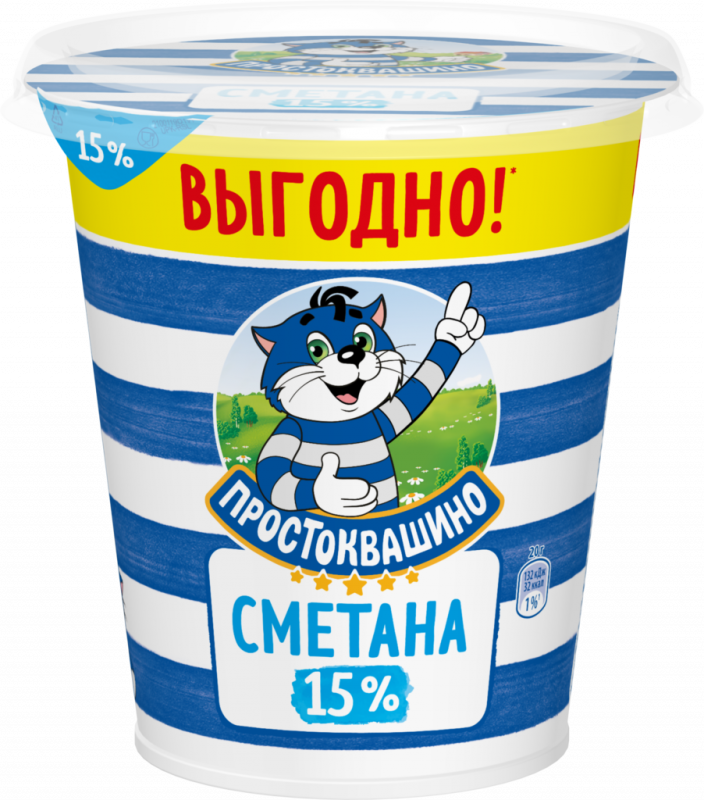 Сметана ПРОСТОКВАШИНО 15%, без змж, 300г Сметана ПРОСТОКВАШИНО 15%, без змж, 300г