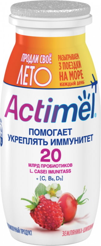 Продукт кисломолочный ACTIMEL Земляника, шиповник 2,5%, без змж, 100г Продукт кисломолочный ACTIMEL Земляника, шиповник 2,5%, без змж, 100г