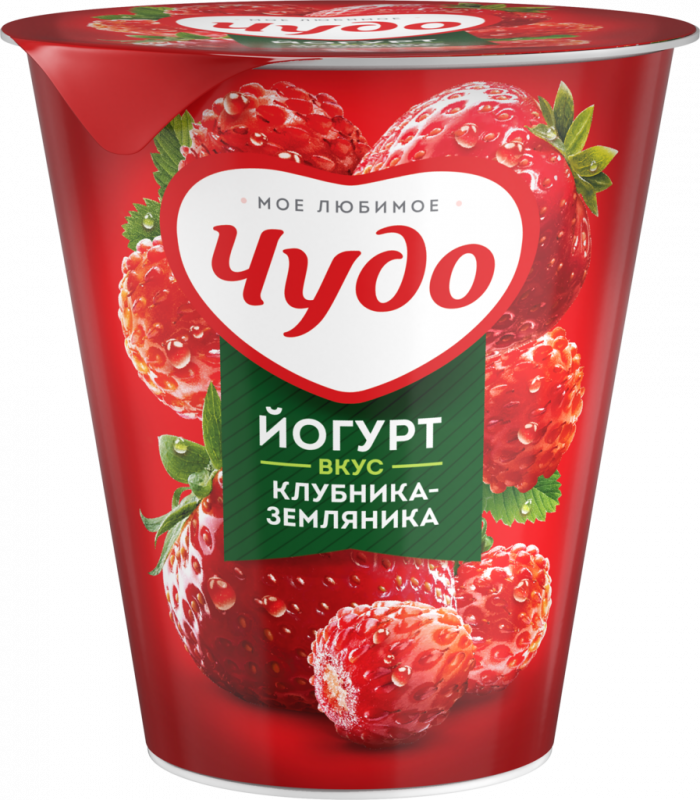 Йогурт ЧУДО Клубника, земляника 2,5%, без змж, 290г Йогурт ЧУДО Клубника, земляника 2,5%, без змж, 290г