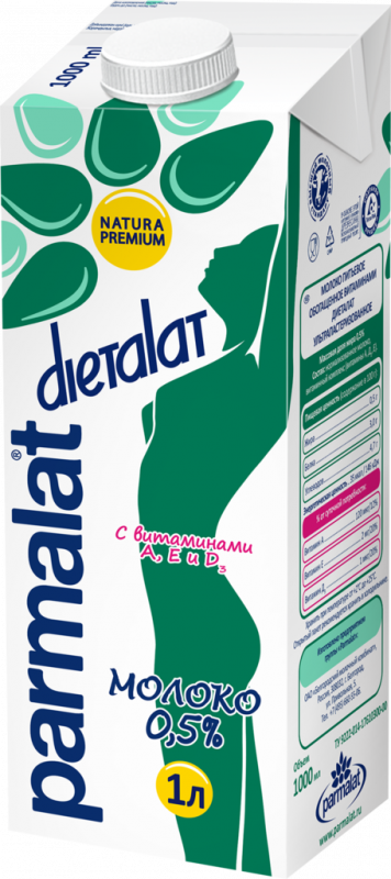 Молоко ультрапастеризованное PARMALAT Dietalat Edge 0,5%, без змж, 1000мл