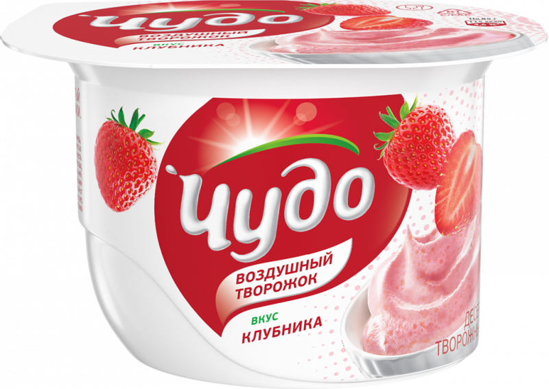 Десерт творожный ЧУДО двухслойный взбитый клубника 5,8%, без змж, 85г Десерт творожный ЧУДО двухслойный взбитый клубника 5,8%, без змж, 85г