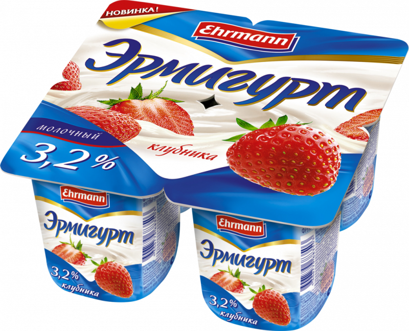 Продукт йогуртный EHRMANN Эрмигурт с клубникой 3,2%, без змж, 100г Продукт йогуртный EHRMANN Эрмигурт с клубникой 3,2%, без змж, 100г
