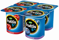 Продукт йогуртный FRUTTIS Вишня/Черника 5%, без змж, 4x115г