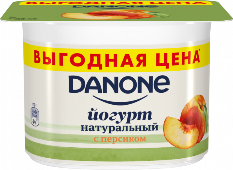 Йогурт DANONE Персик 2,9%, без змж, 110г