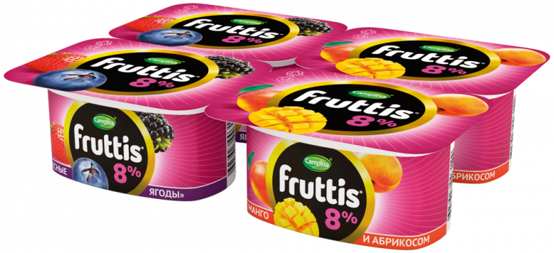 Продукт йогуртный FRUTTIS Суперэкстра Абрикос, манго/Лесные ягоды 8%, без змж, 115г Продукт йогуртный FRUTTIS Суперэкстра Абрикос, манго/Лесные ягоды 8%, без змж, 115г