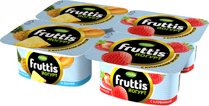 Йогурт FRUTTIS Клубника/Ананас и дыня 3%, без змж, 110г Йогурт FRUTTIS Клубника/Ананас и дыня 3%, без змж, 110г