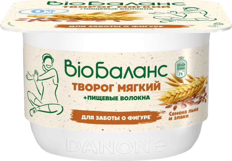 Творог мягкий BIOБАЛАНС Семена льна, злаки 0,3%, без змж, 130г Творог мягкий BIOБАЛАНС Семена льна, злаки 0,3%, без змж, 130г